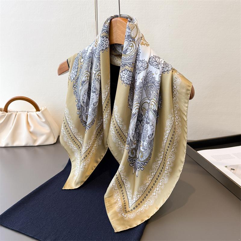 Paisley Print Silk Scarf For Women Square Hijab Soft Neck Tie Female Fashion Decoration Silk Headscarf Bandana Kerchief  New