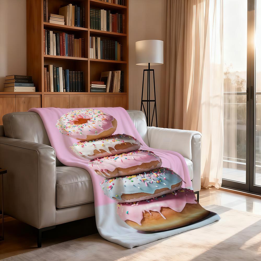 Pink Donut Blanket Soft Throw Blanket for Home Bedroom Bed Sofa Picnic Travel Office Rest Cover Blanket Gift
