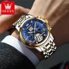OLEVS Luxury Gold Tourbillon Mechanical Watch for Men Stainless Steel Waterproof Luminous Date Business Mens Watches