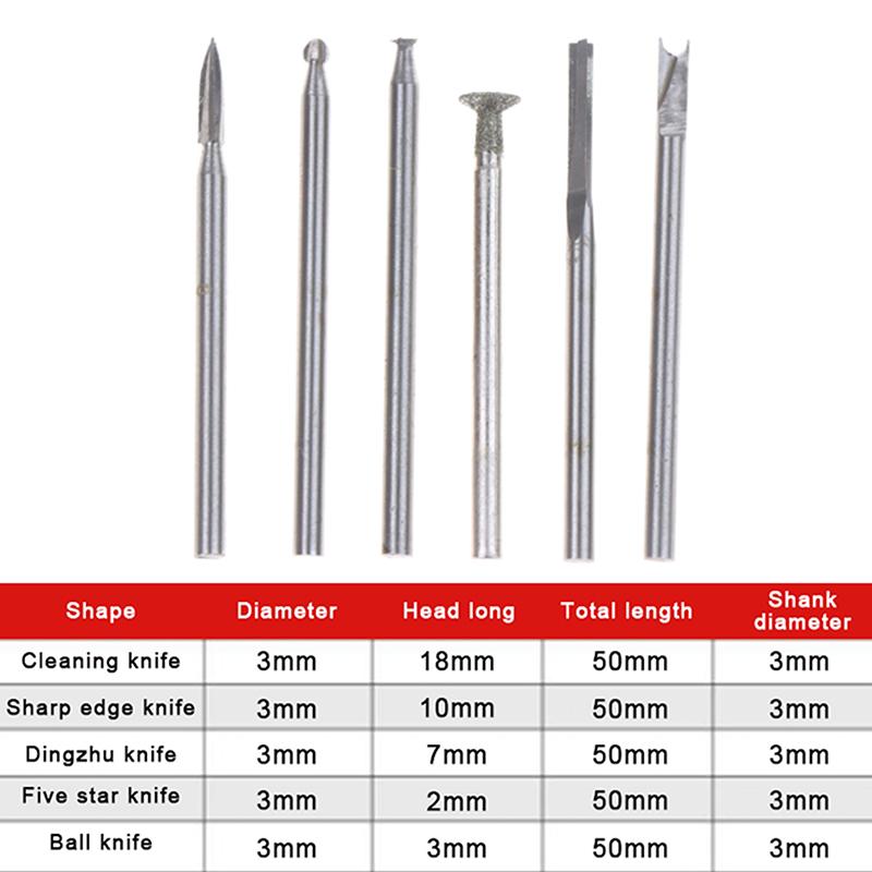 5/6Pcs Wood Carving Drill Bits Set With 3mm Shank Compatible With Rotary Tool Woodworking Accessories