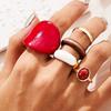 New Fashion Creativity Resin Wine Red Large Size Turn The Finger Rings Five-Piece Set for Wonen Inlay Zircon Rings Set Zircon
