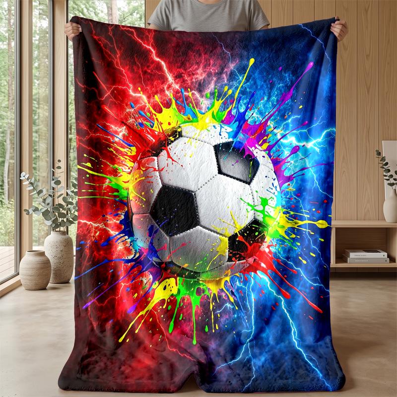 Soccer Ball Splash Art 9 Theme blanket Lightweight Warm Flannel Blanket Decorative Throw Blanket for Home Decoration