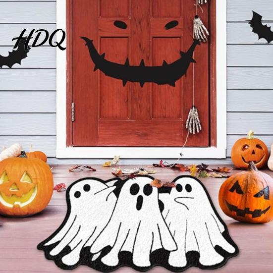 Stain-resistant Gothic Mat Halloween Bath Mat, Non-Slip Fluffy Ghost Rug, Pumpkin Absorbent Skin-friendly Soft Shower Bathroom Washable Area