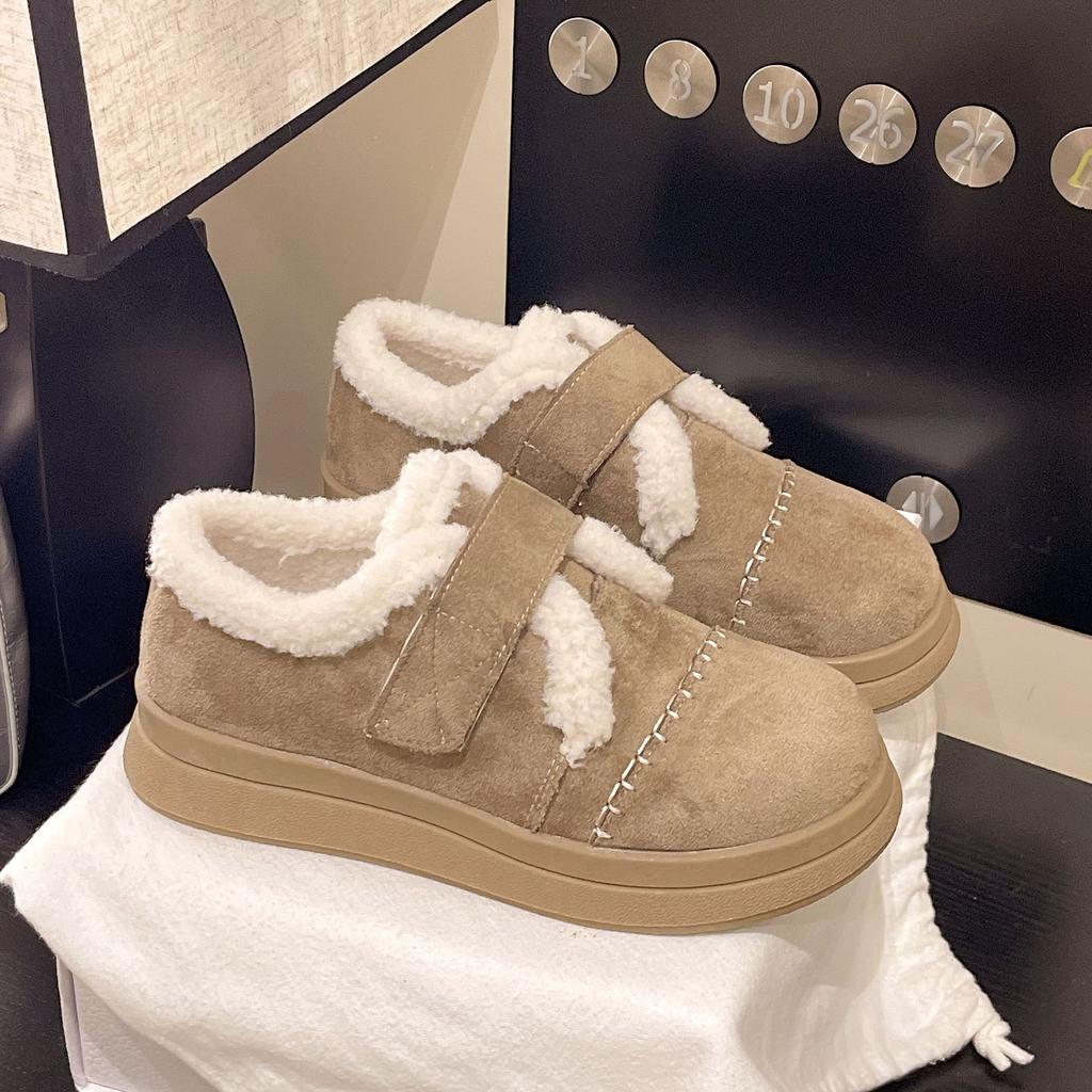 Damen Übergröße Weiche Sohle Winter Warm Anti-Rutsch Fell Eins Schneestiefel Gepolstert Gefüttert Stiefeletten Anti-Rutsch Sport Baumwollstiefel