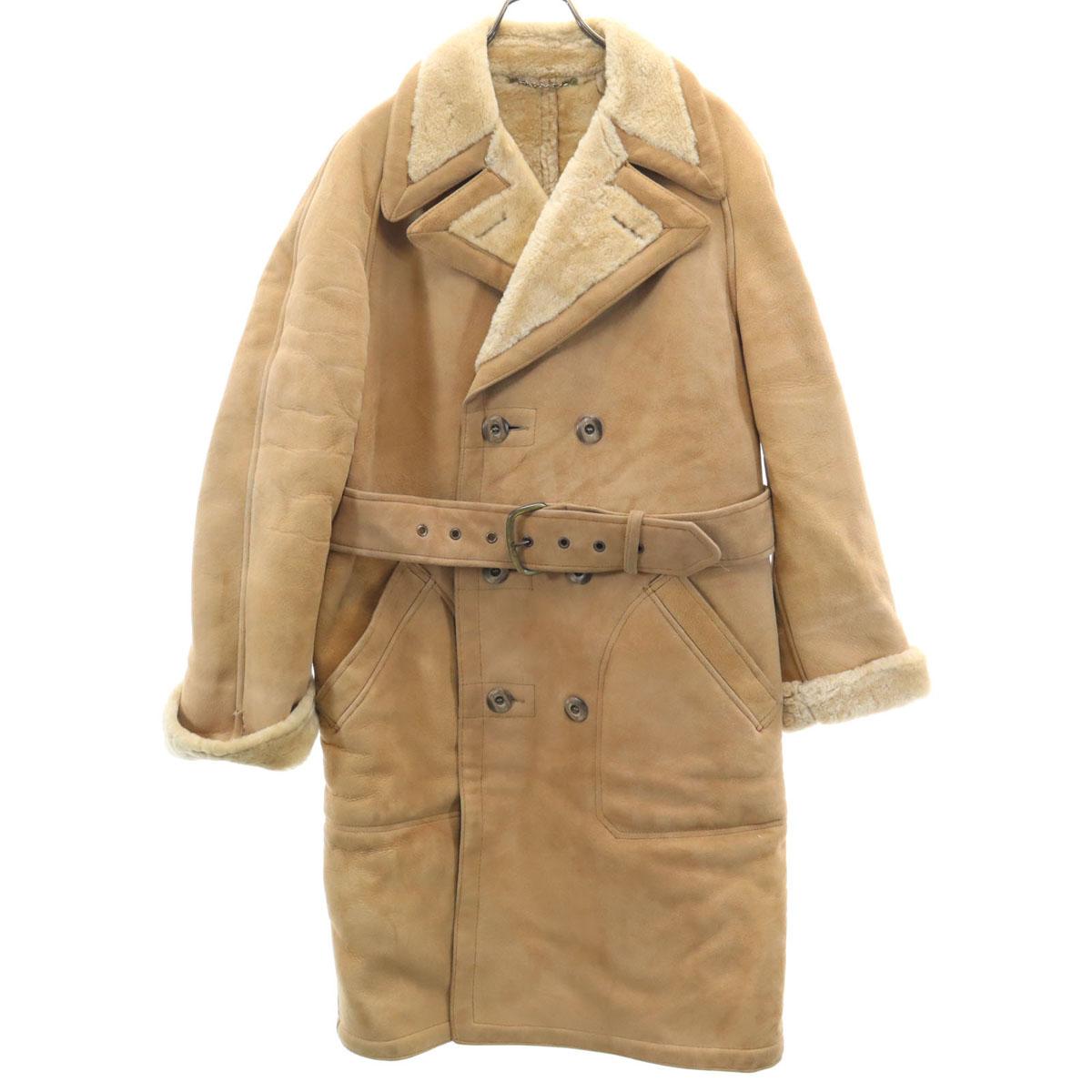 

Brooks Brothers 80s 90s Old Double breasted Mouton coat 38 beige lunch Men s Used