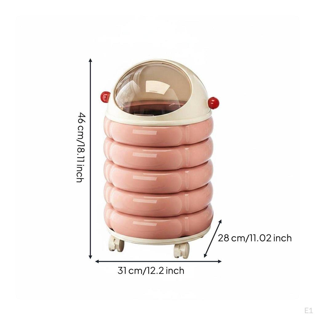 Lidded Trash Bin Easy To Move Wheeled Can Space Saving Narrow Waste for Kitchen,