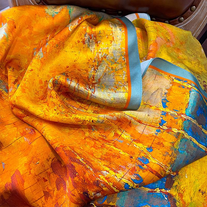 Luxury Brand 100% Real Silk Scarf Women Designer Shawls and Wraps Elegant Floral Print Pashmina Soft Long Scarves Femme Hijab