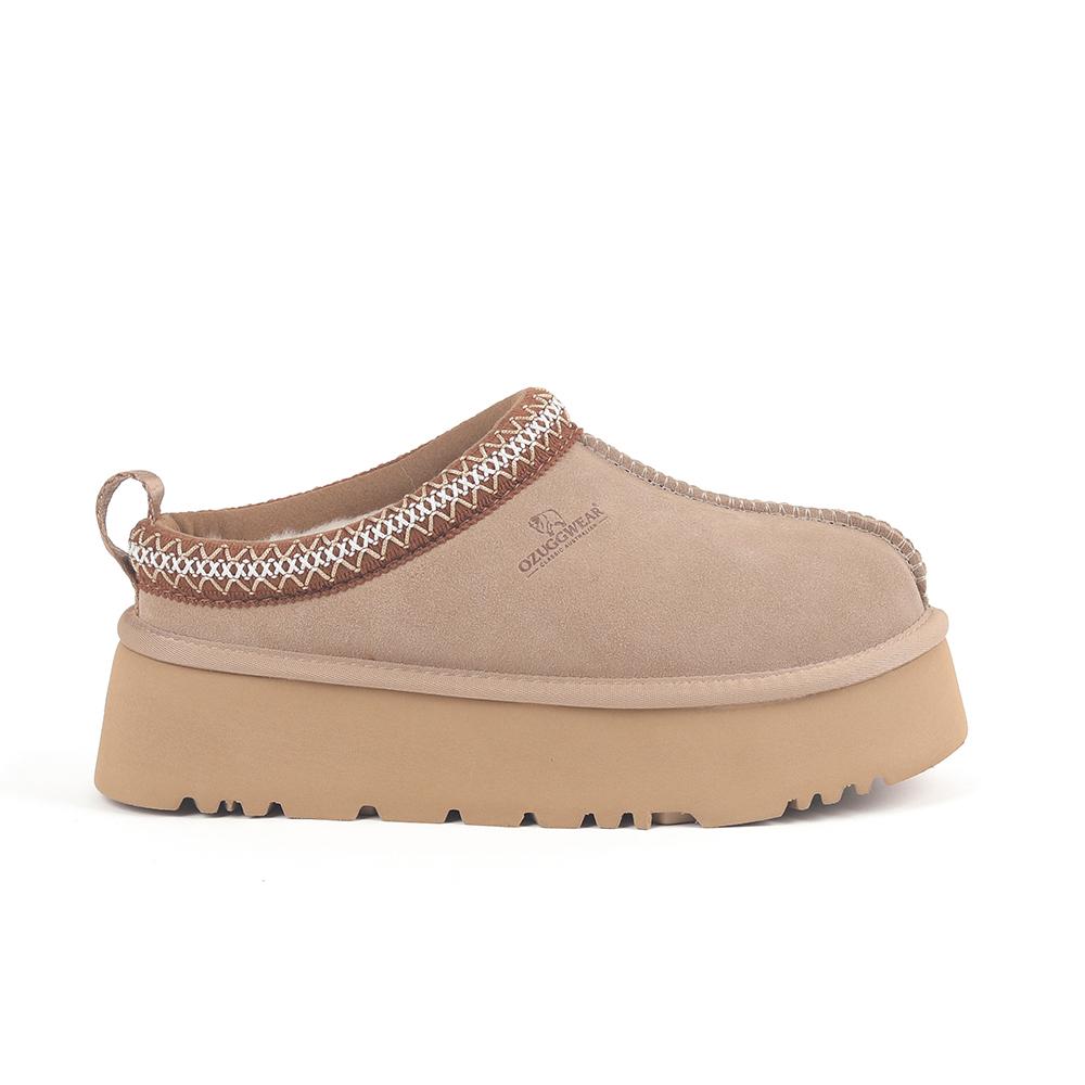 Oz Ugg Wear Adult Sydney Platform Slippers Beige