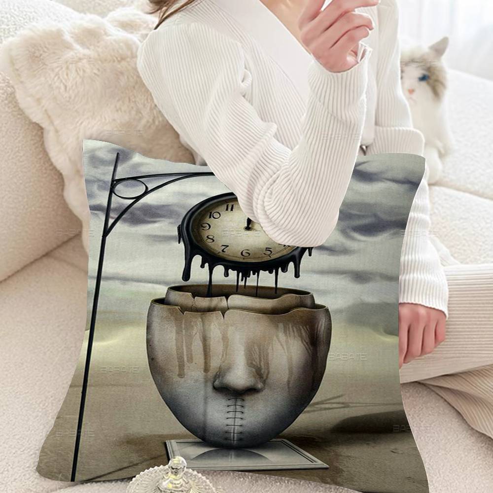 Abstract Canvas Painting Rene Magritte Son of Man Stitch Lucky Dragon Pillow Cover Sofa Cushion Cover Home Children Gift