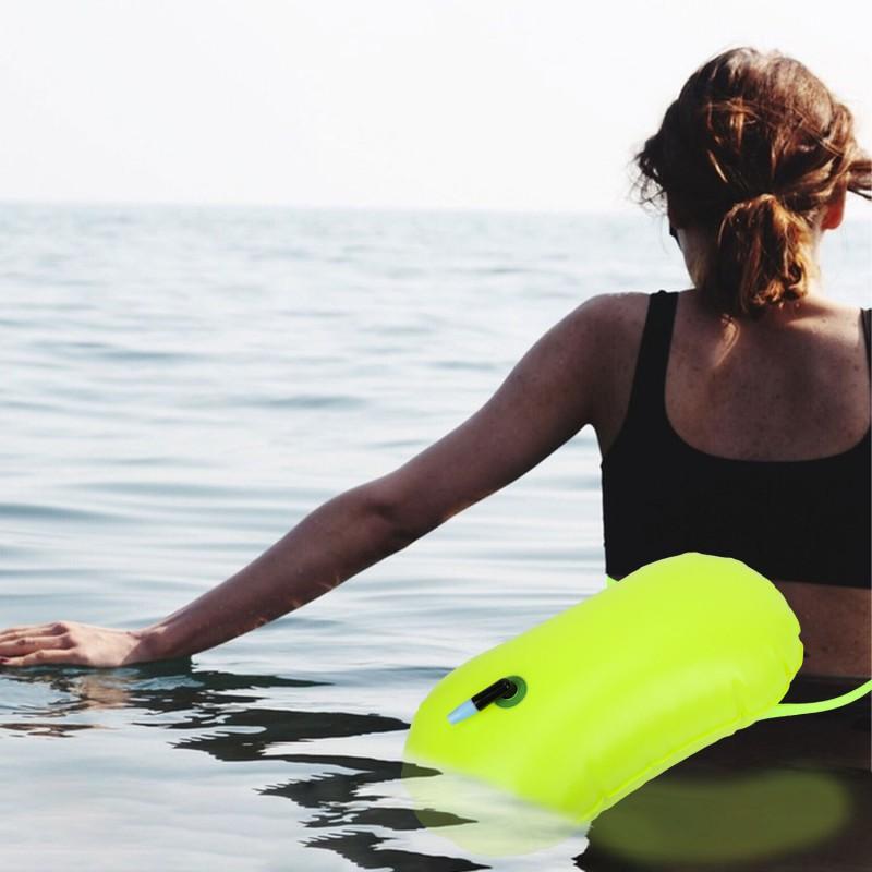 Inflatable Floating Buoy Bag Swimming Safety Adult Water Sports Floatation Aid Orange Green
