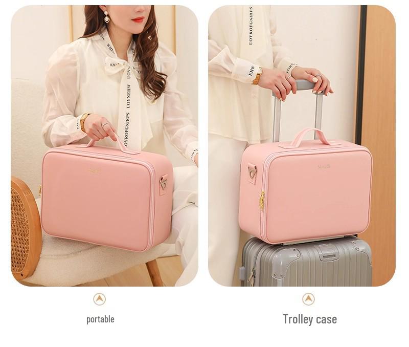 LED Mirror Makeup Bag: Spacious Handbag for Skincare & Cosmetics Storage
