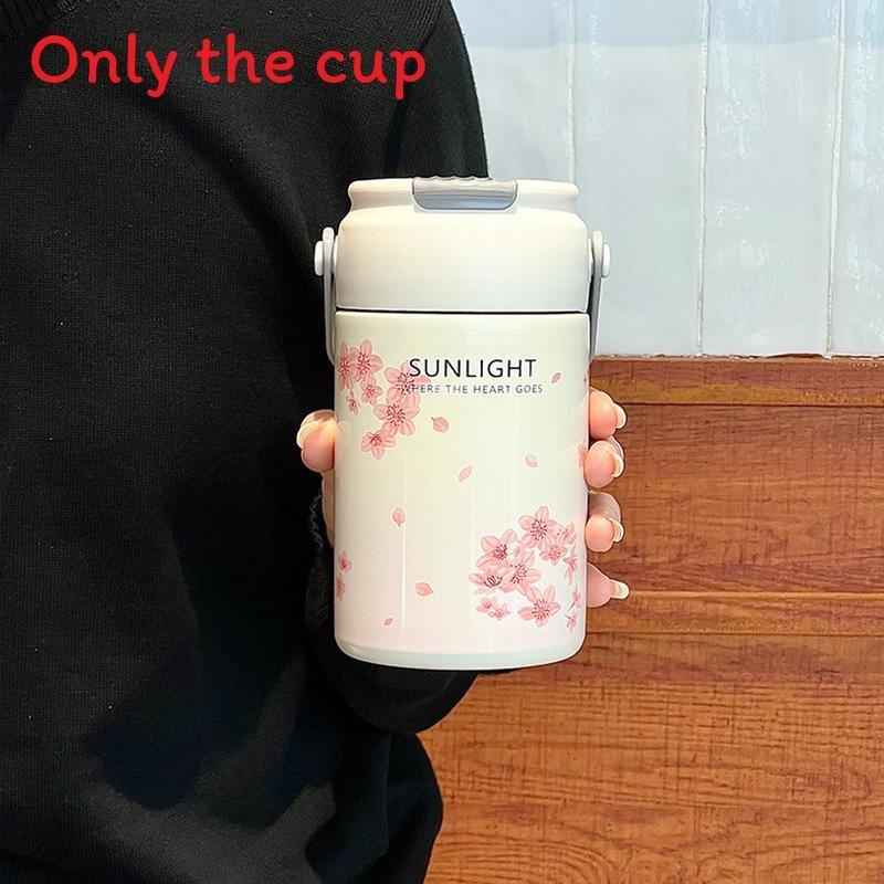 

Insulated Travel Mug With Straw And Tea Infuser For Office And Outdoor Use Cherry Blossom,550ML