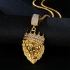 Punk Iced Out Bling Crown King Lion Head Pendant Male Gold Color Stainless Steel Animal Necklace Chain for Men Jewelry Gift 2025