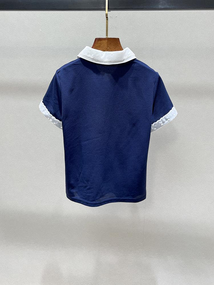 Autumn Women's Peter Pan Collar Two-Piece Style Sweet T-Shirt Top
