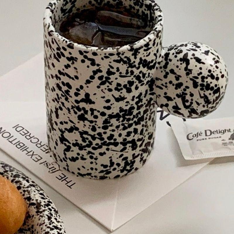 Elegant Table Black Dot Splash Mug (Matte Cafe Cup Gift for Newlyweds)