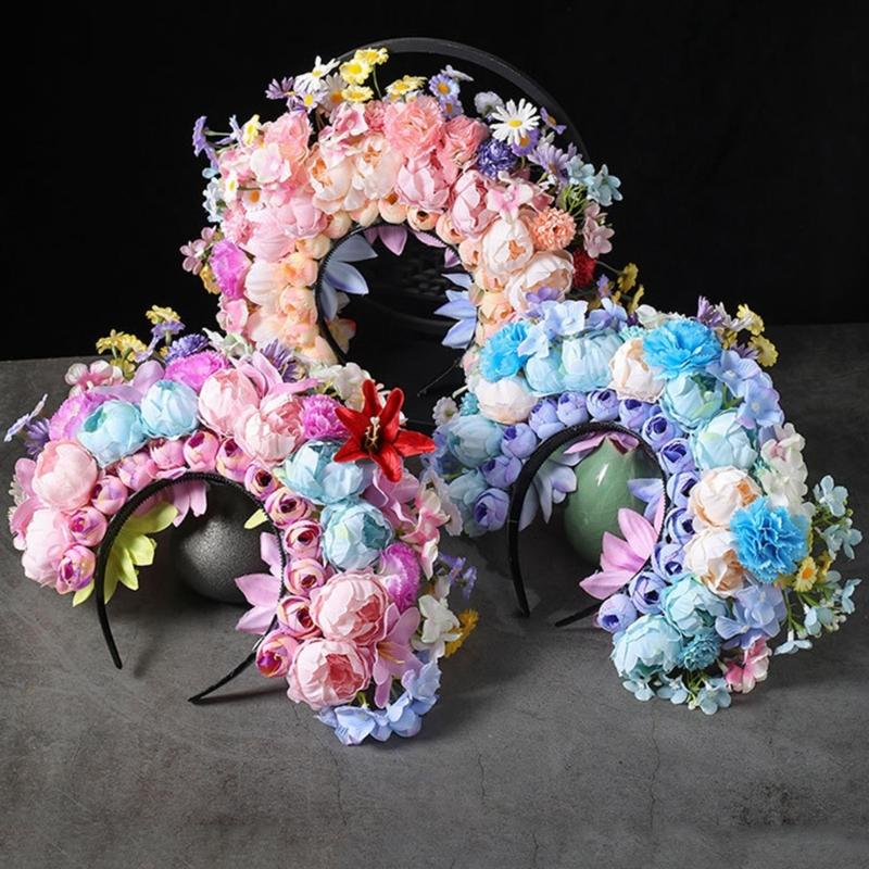 Bridal Garlands Florals Crown Wedding Flower Headband Beach Wreath Hairband Girls Hair Accessory Women Head Hoop Props