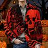 Men's Halloween Print Corduroy Warm Blazer Jacket with Pockets Casual Suit Coat Long Sleeve Button Front Outerwear for Fall