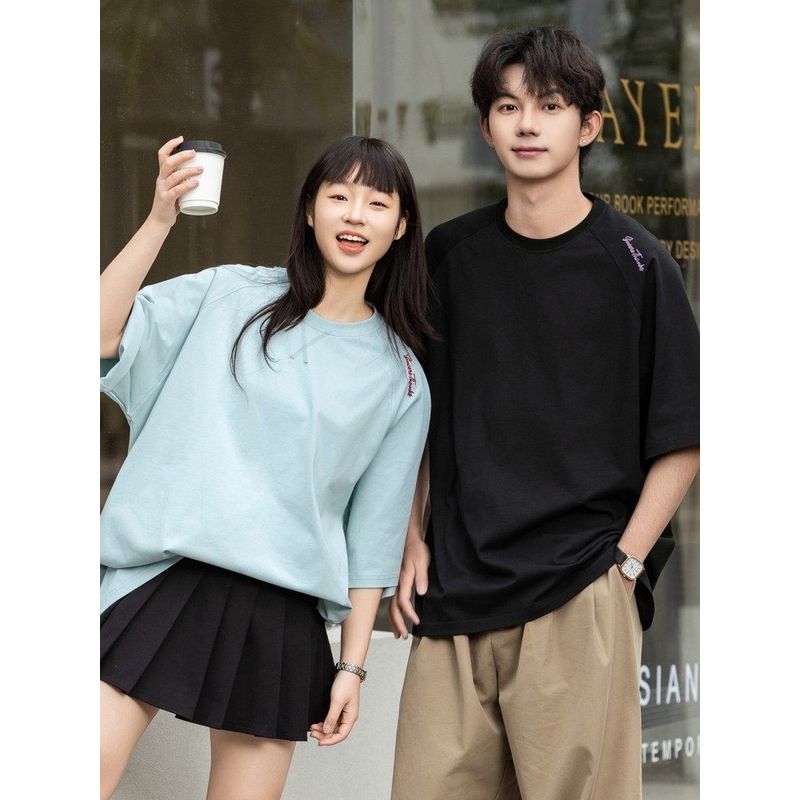 Wassup Summer Heavyweight Men's Short-Sleeve T-Shirt, Pure Cotton, Loose and Simple, Base Layer, Couple's Half-Sleeve Trendy Brand T-Shirt