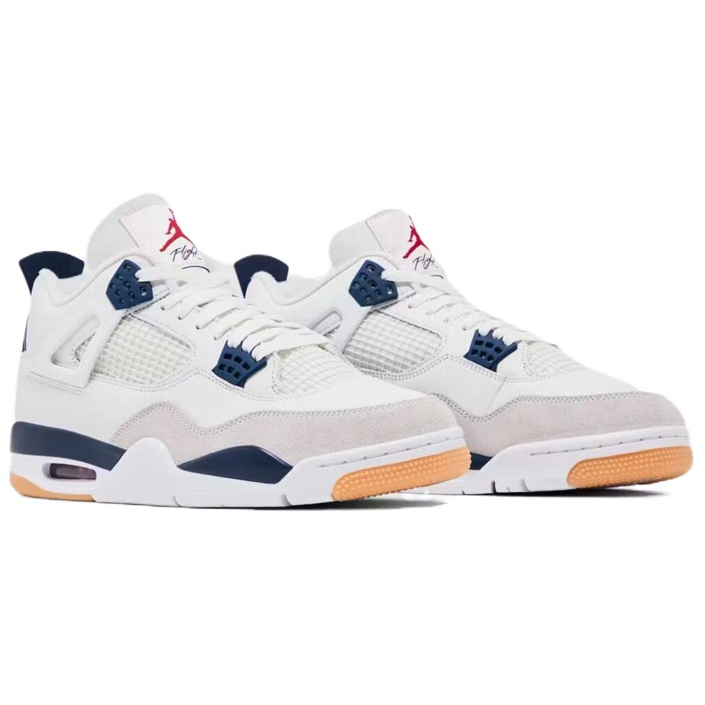 Jordan Air Jordan 4 SB 'Navy' Abrasion Resistant Mid Top Vintage Basketball Shoes Unisex White Blue Skateboard Shoes DR5415-100