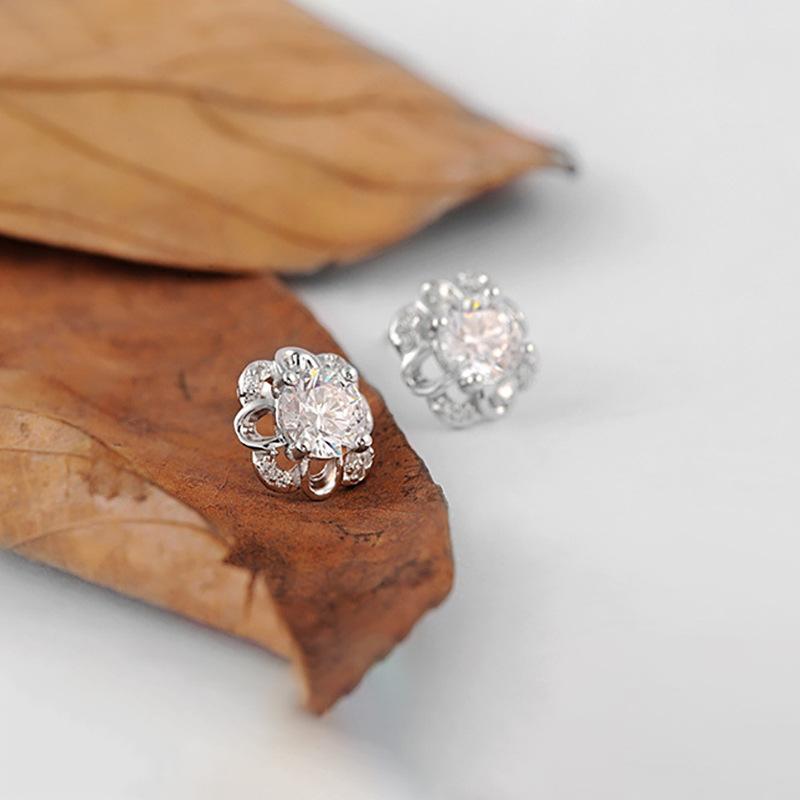 Wieczne kolczyki z kwiatami, słodkie i urocze, kobiece kolczyki z mikro-wkładką z cyrkonii, kolczyki z pustymi płatkami, dziewczęce serce, wersja koreańska, kolczyki z kwiatami