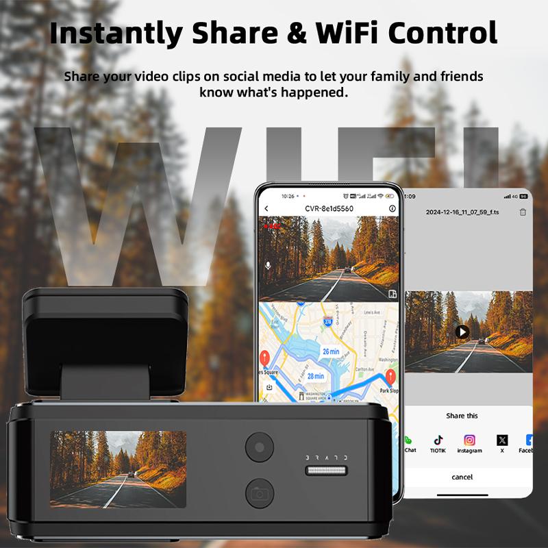 E-ACE Dash Cam 4K Black Box Mini Car Dvr 1080P Reverse Camera WIFI GPS Loop Recording 24H Parking Monitoring Video Recorder