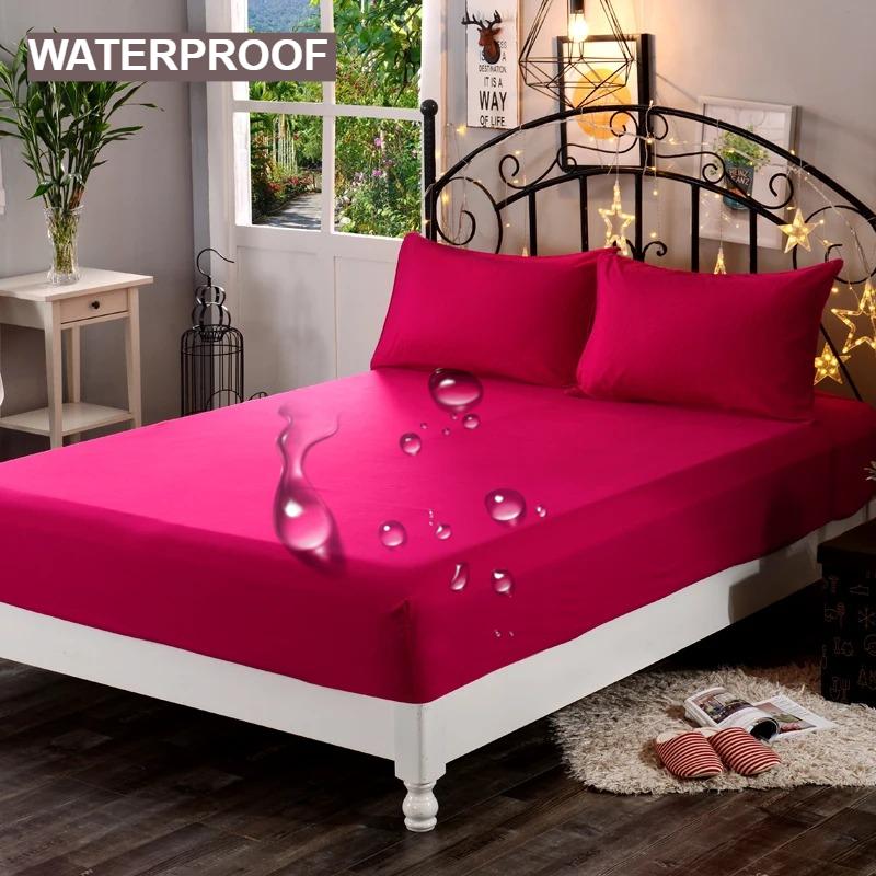 1pc Waterproof High-grade Reactive Dyed Thick Fabric Fitted Sheet Elastic Available in A Variety of Sizes,Soft Bed Sheet,Write,grey,black,120/140/160