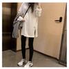 Women's Large European Style White Long-Sleeve T-Shirt - Loose Mid-Length Base Layer for Spring, Autumn, Winter.