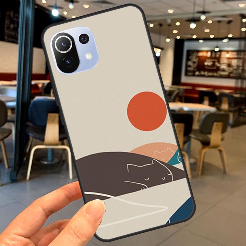Cat Mount Fuji Japan Landscape For POCO F5 Pro X4 F4 GT C40 M5s F3 X3 X5 Pro Case For Xiaomi 13 12 Lite 12T 11T Pro Cover
