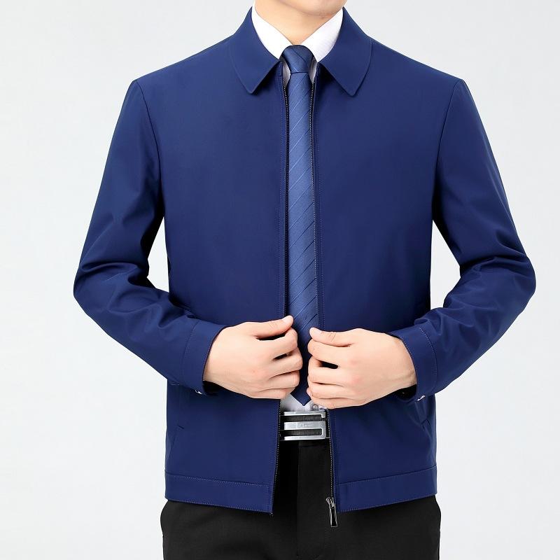 Business Casual Lapel Jacket, Middle-aged Men's Thin Coat, Daddy Attire, Cadre Spring and Autumn Administrative Iron-free Jacket