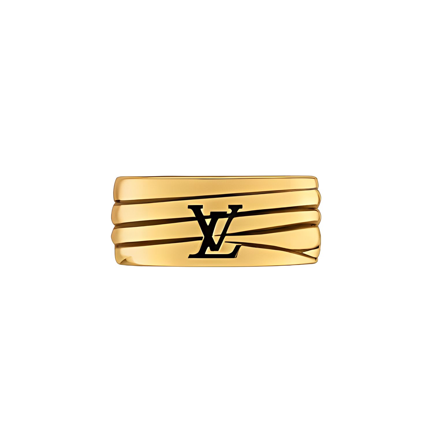 

Louis Vuitton Engraved Logo Metal Ring Unisex Jewelry Gold M1232M L