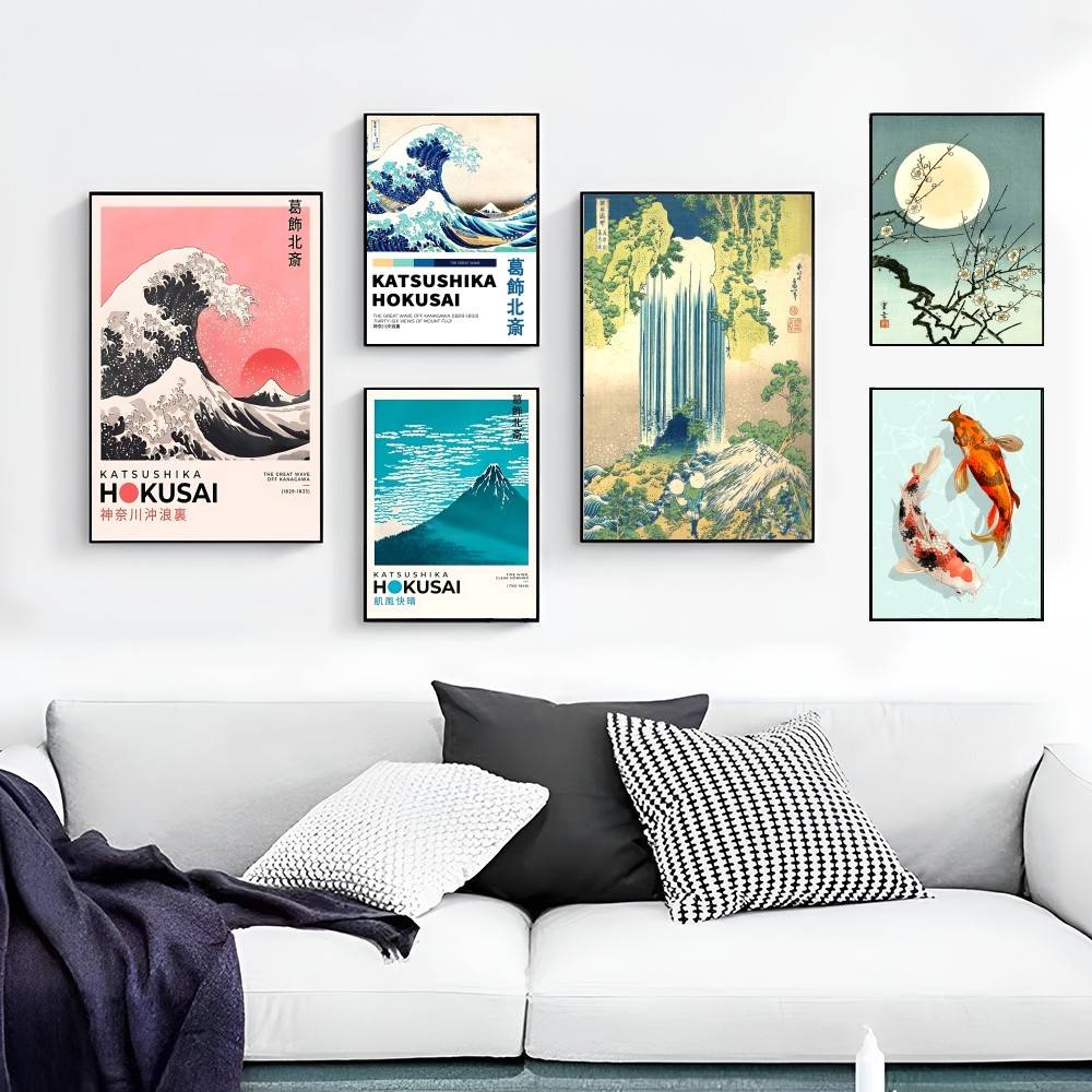Hokusai Ohara Koson Japanese Art Whitepaper Poster Waterproof Paper Sticker Coffee House Bar Aesthetic Art Wall Painting