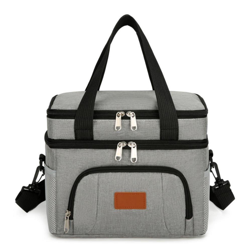 

Solid Color Insulated Lunch Bag Large Capacity Food Warm Thermal Bag Casual Mommy Bag Women серый