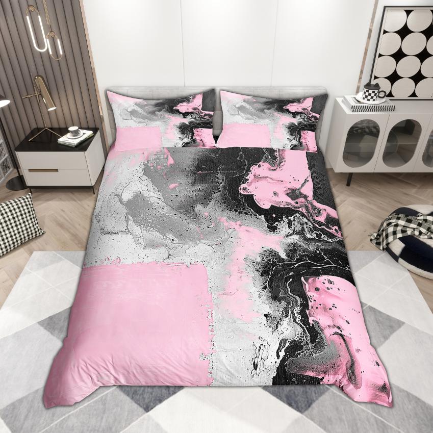 Homewish Modern Abstrakt Påslakanset 2 st/3 st, Akvarell Ombre Sängkläder, Oljemålningsestetik Täcke Set