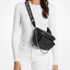 Michael Kors Slater Silver Letter Logo PU Shoulder Bag Medium Women's Black