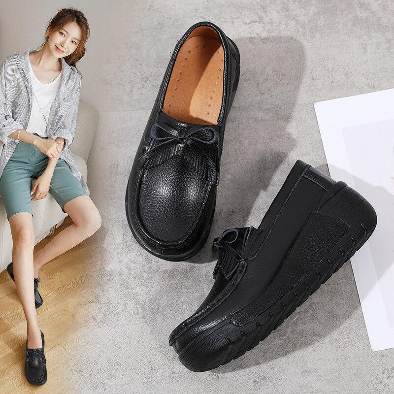 Женские мокасины на толстой подошве на платформе без застежек Повседневные элегантные — фото 8