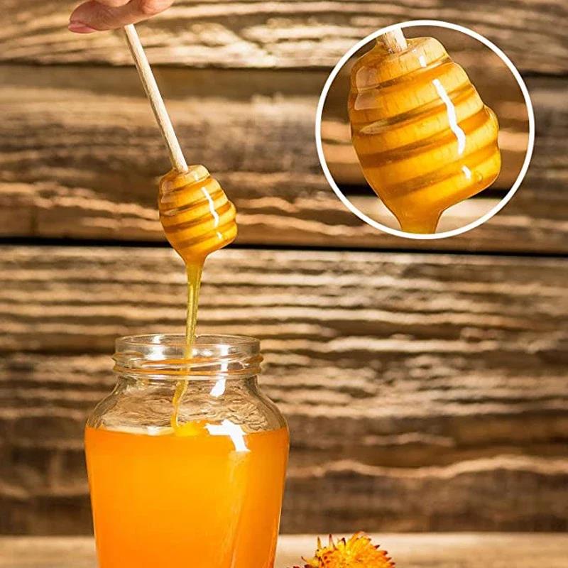 10PCS Wooden Honey Dipper Sticks Mini Honey Stirrer Stick for Dessert Utensils Dispense Drizzle Honey and Wedding Party Gifts4