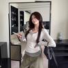 Women's Autumn Slim-Fit Versatile Color-Blocked Long-Sleeve Fake Two-Piece Top