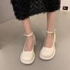 French Mary Jane small leather shoes girl 2025 spring new fairy wind thick sole heightened thick heel single shoes