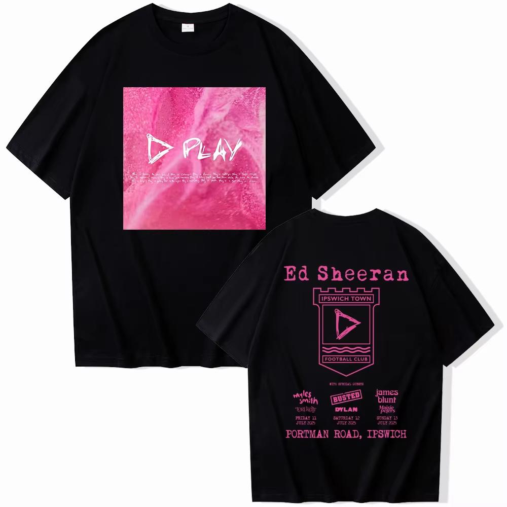 Ed Sheeran Play Tour Cotton Printed T-shirt Summer Men Women T Shirts Streetwear Hip Hop Ed Sheeran Merch Graphic Tee Tops