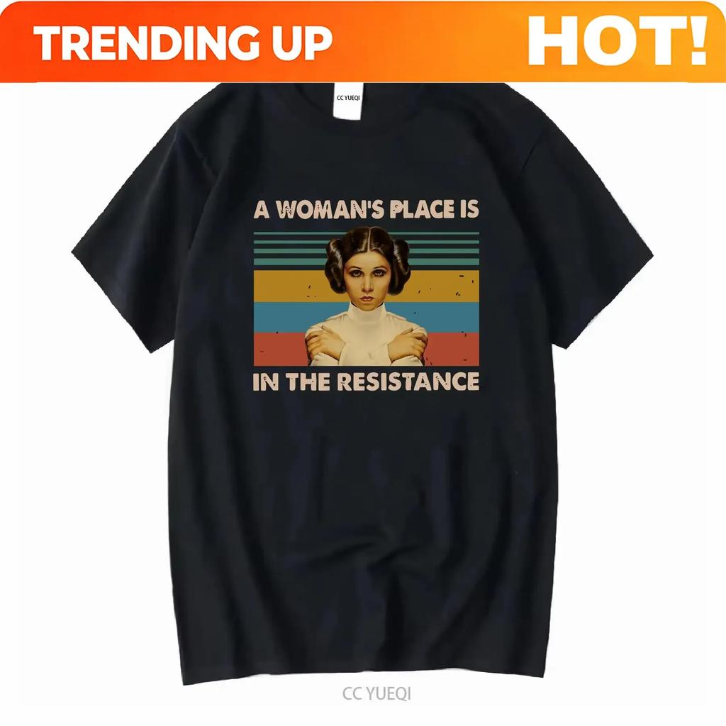 Custom Shirt Vintage Princess Leia A Unisex S Place Is In The Resistance T Shirt 5XL Long Or Short Sleeves Vintage Washed