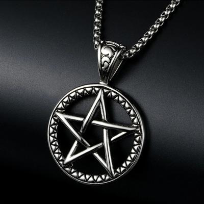 316L Edelstahl Pentagramm Anhänger Halskette Vintage Satan Punk Hip Hop Biker Anhänger Pentagramm Halskette Schmuck Großhandel CDN