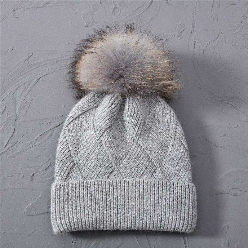 Autumn and winter fine twill wool hat rabbit down rabbit fur hat soft men's and women's warm soft waxy knitted hat