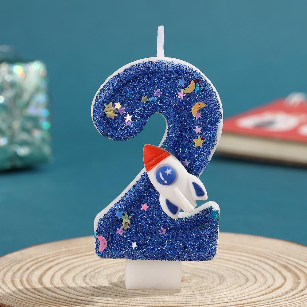 Children's Rocket Birthday Candle Numbers 0-9 - DIY Cake Decorations