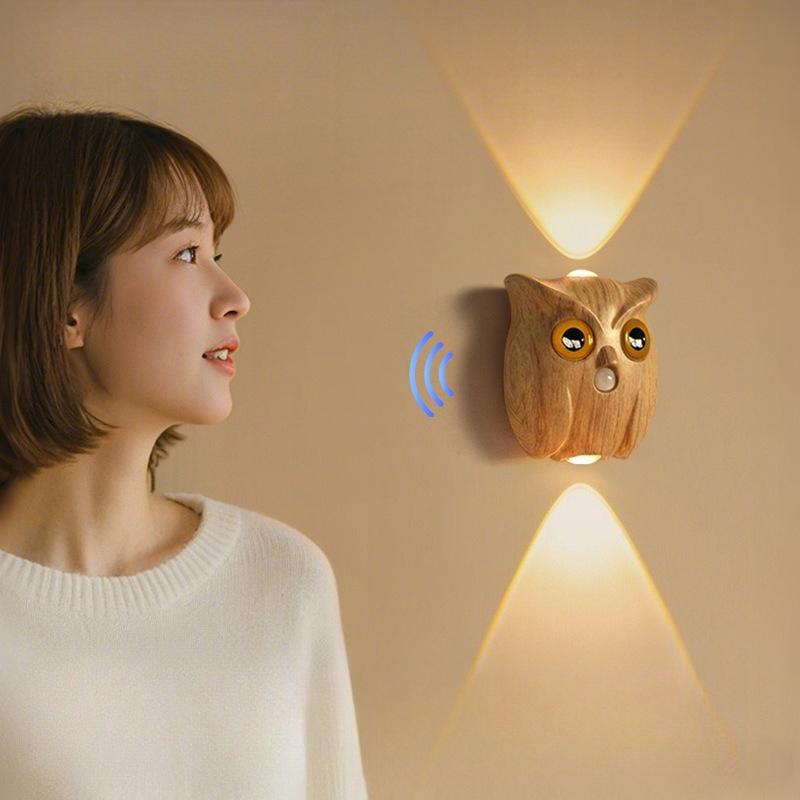 Smart Sensor Night Light Wireless Magnetic Corridor Passage Color Wall Lamp Rechargeable Owl Table Lamp Customizable