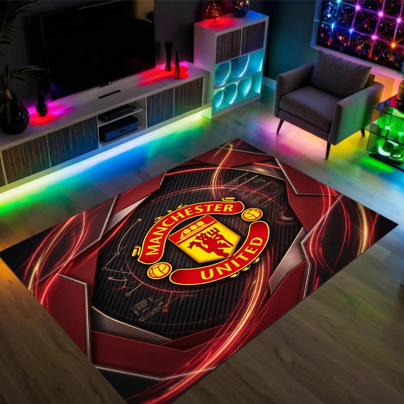 Manchester United Design Crystal Velvet Carpet Cozy Non?Slip Printed Rug For Bedroom Living Room Entrance