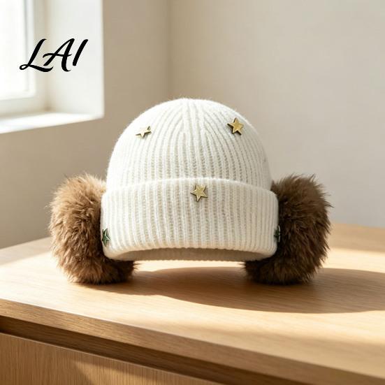 Stylish Daily Wear Cap Knitted Winter Hat with Ear Protection Elastic Thickened Plush Lined Casual Versatile Accessory Cap Soft Warm Windproof