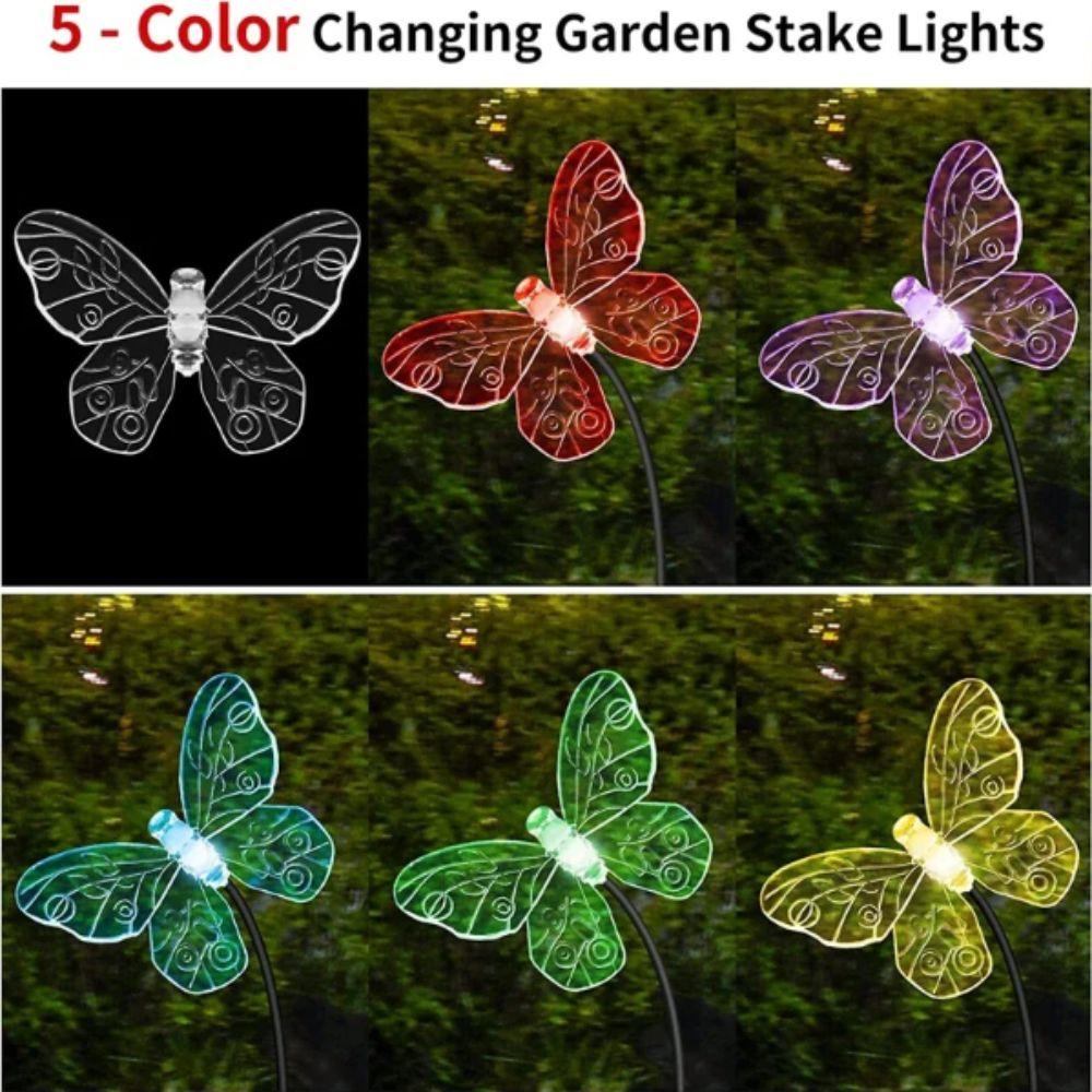 2 Modes Solar Butterfly Lights 6 LED Stake Lights Landscape Outdoor Decor Light Pathway