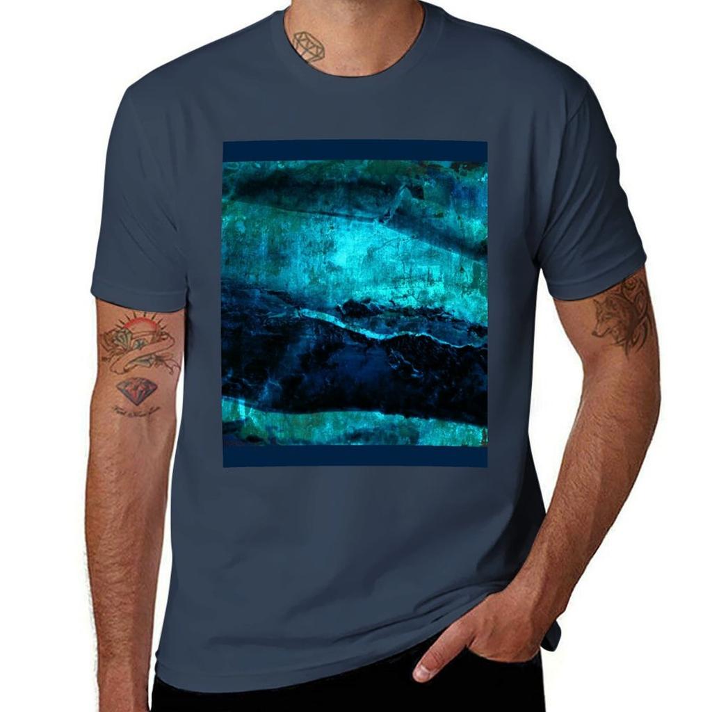 Beneath Abstract In Navy Blue And Turquoise Tshirt Casual Streetwear Short Sleeve Tee Tshirt
