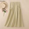 ZANZEA Women Casual Solid Color Loose Midi Skirts