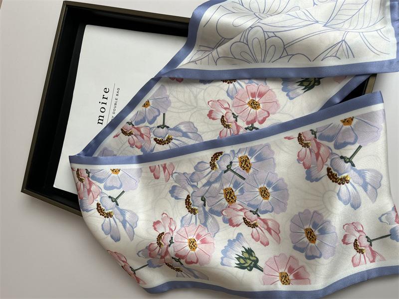 Langer Seidenschal Damen Sommer Kleiner Seidenschal Druck Simulation Seide Bindetasche Streamer Professioneller Kleiner Schal